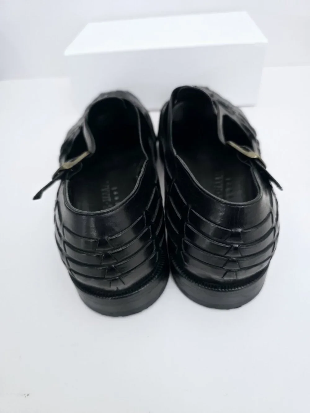 Cole Haan Huaraches Fisherman Leather Black Buckle Sandals Mens Shoes 10 D